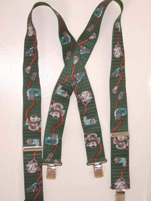 POWERTOOLS GREEN 2"X48" Suspenders with 4 strong 1"x 1" Grips and 2 Length Adjusters in the front, all in NICKEL FINISH. UA250N48PTGN